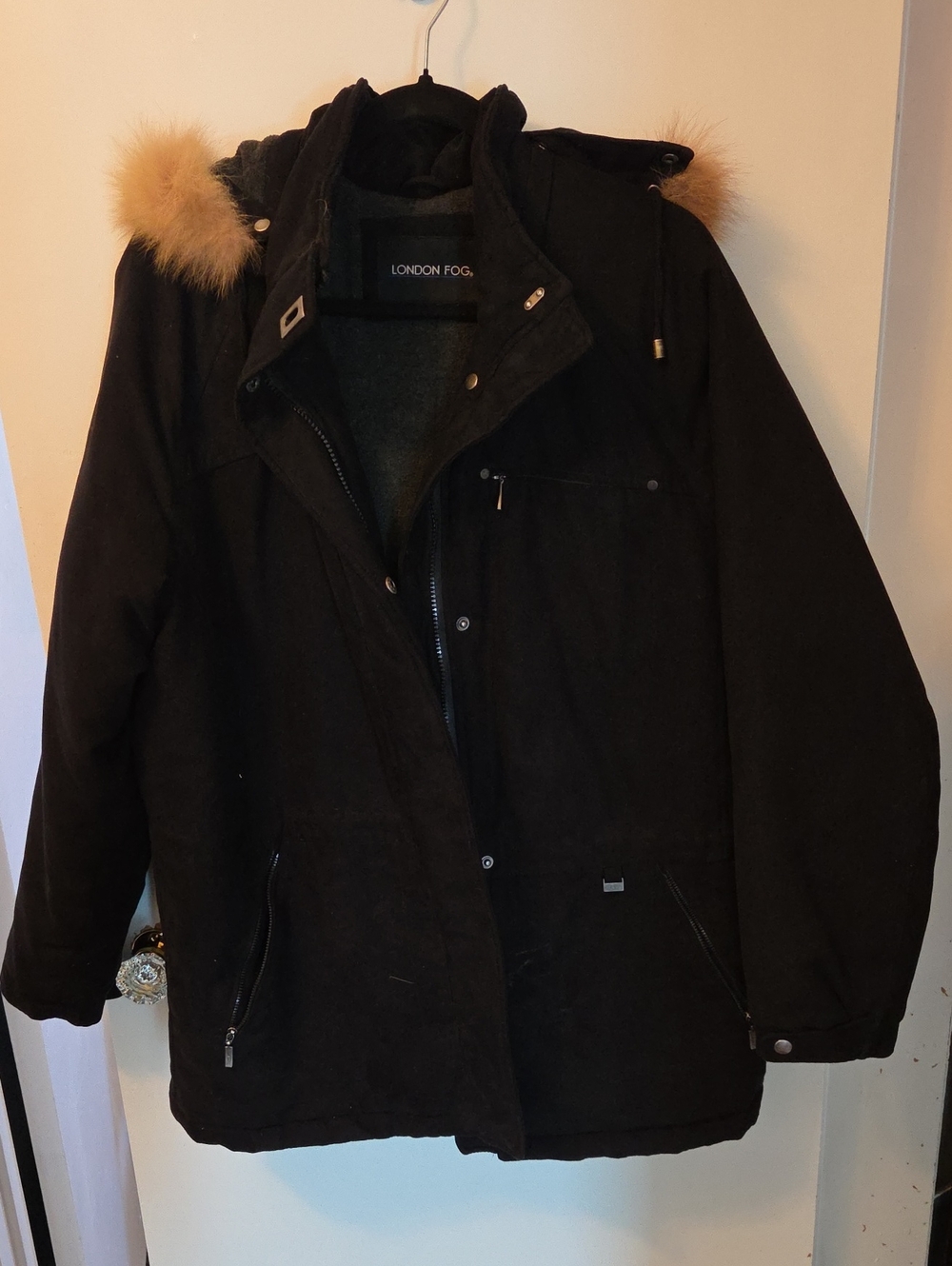 London Fog Black Field Parka with Faux Fur Trim - Haritage Brand, Savannah Style